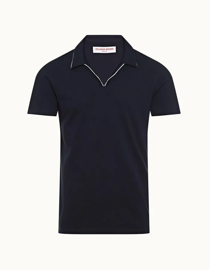 Men Orlebar Brown Polo Shirts Mawson Towelling Night Iris