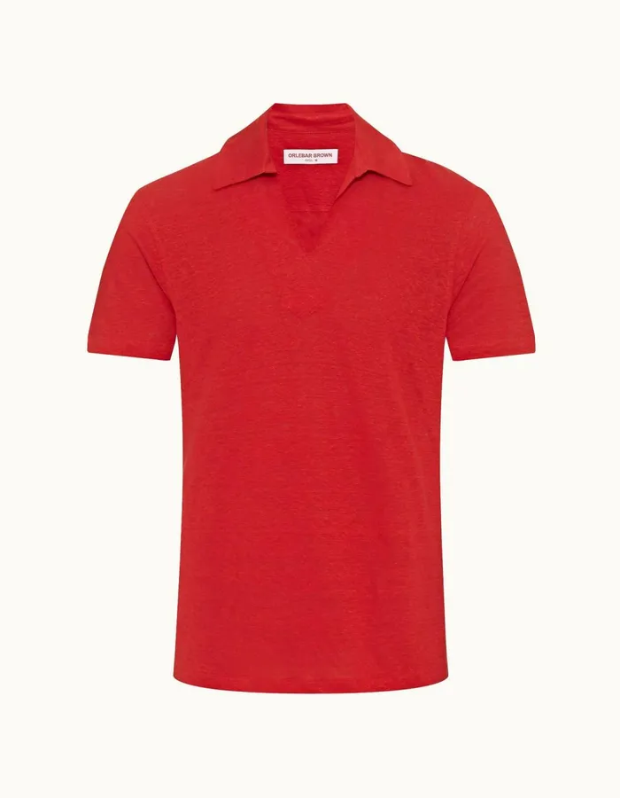 Men Orlebar Brown Polo Shirts Mayer Vermillion
