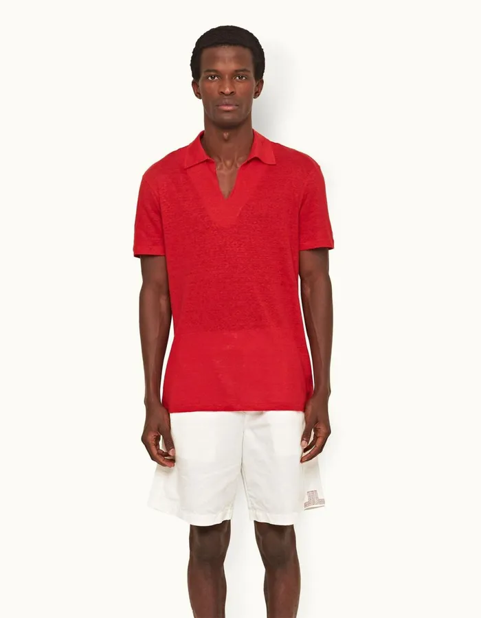 Men Orlebar Brown Polo Shirts Mayer Vermillion