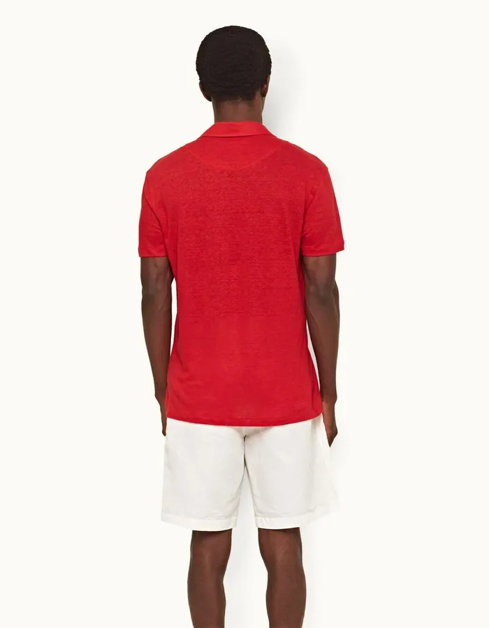 Men Orlebar Brown Polo Shirts Mayer Vermillion