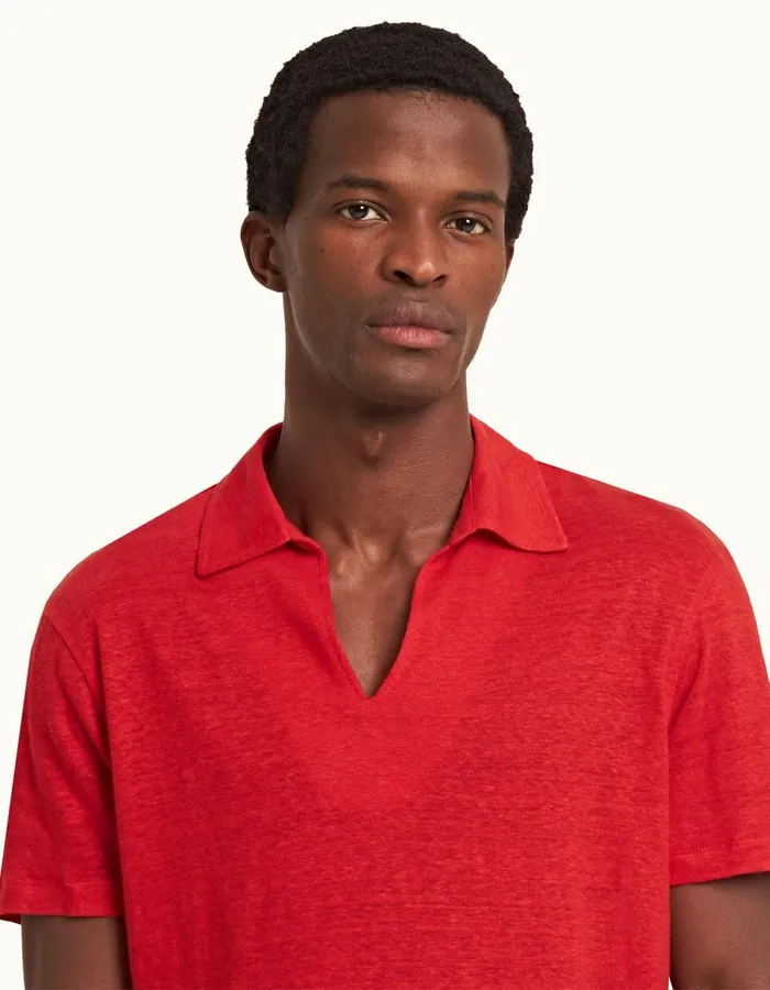 Men Orlebar Brown Polo Shirts Mayer Vermillion