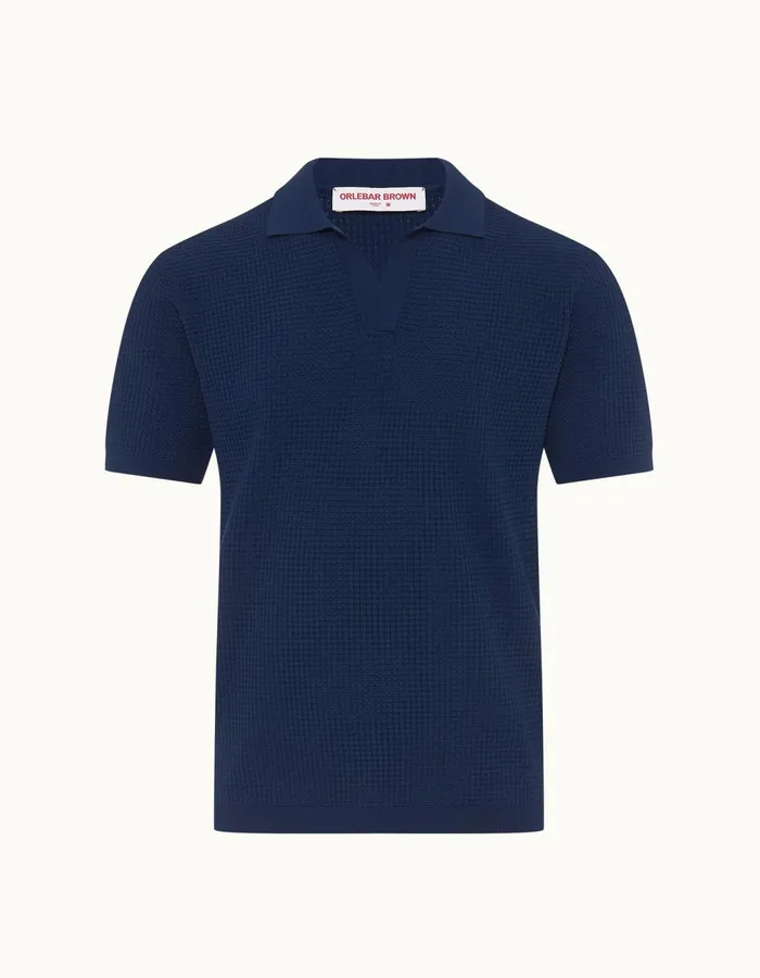 Men Orlebar Brown Polo Shirts Roddy Lagoon Blue