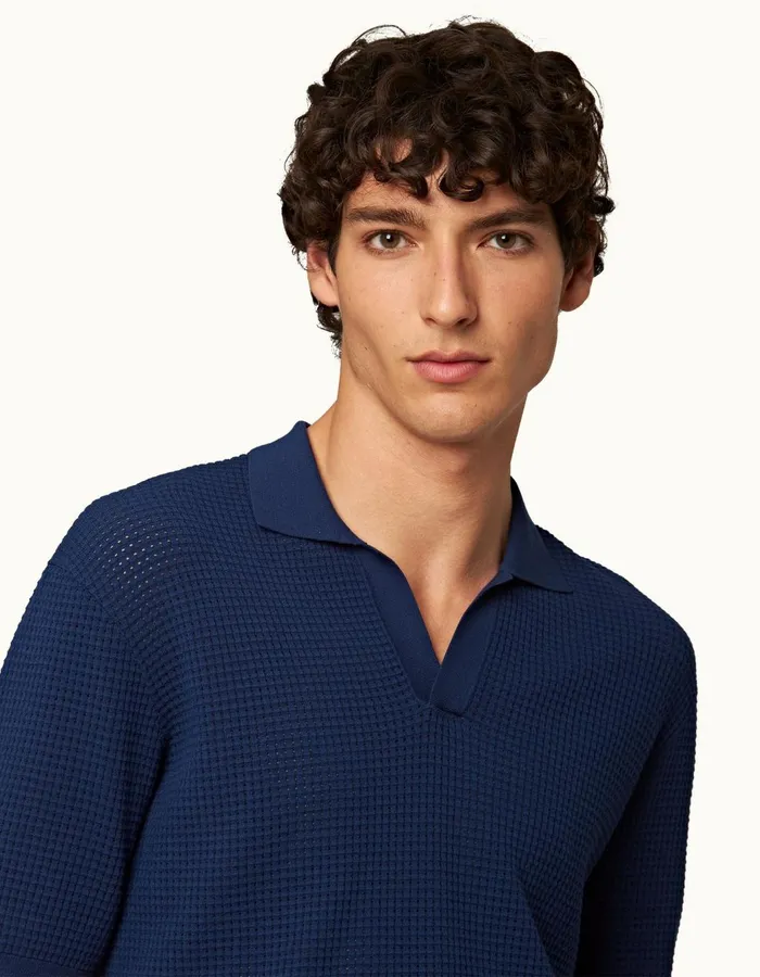Men Orlebar Brown Polo Shirts Roddy Lagoon Blue