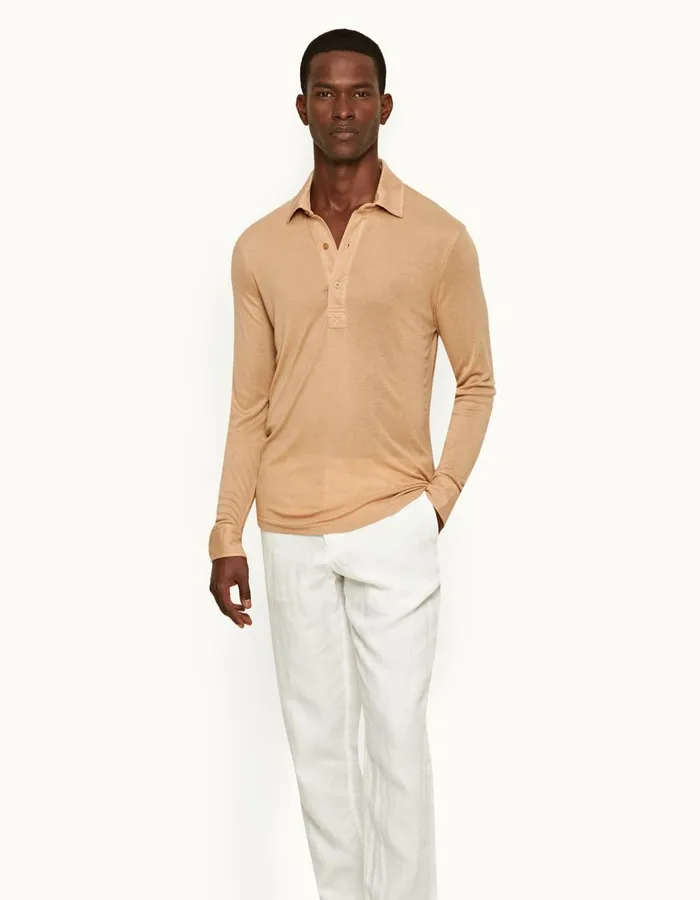 Men Orlebar Brown Polo Shirts Sebastian Cashmere Biscuit