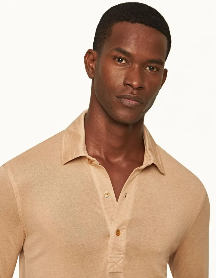 Men Orlebar Brown Polo Shirts Sebastian Cashmere Biscuit