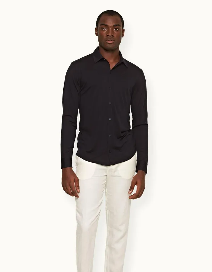 Men Orlebar Brown Polo Shirts Sebastian Cashmere Night Iris