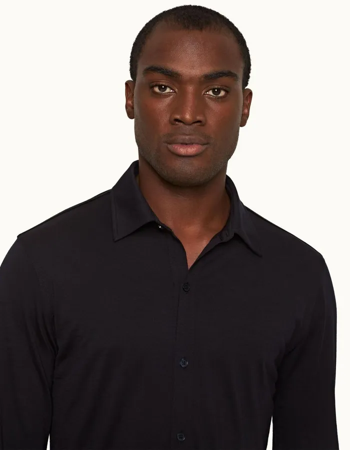 Men Orlebar Brown Polo Shirts Sebastian Cashmere Night Iris