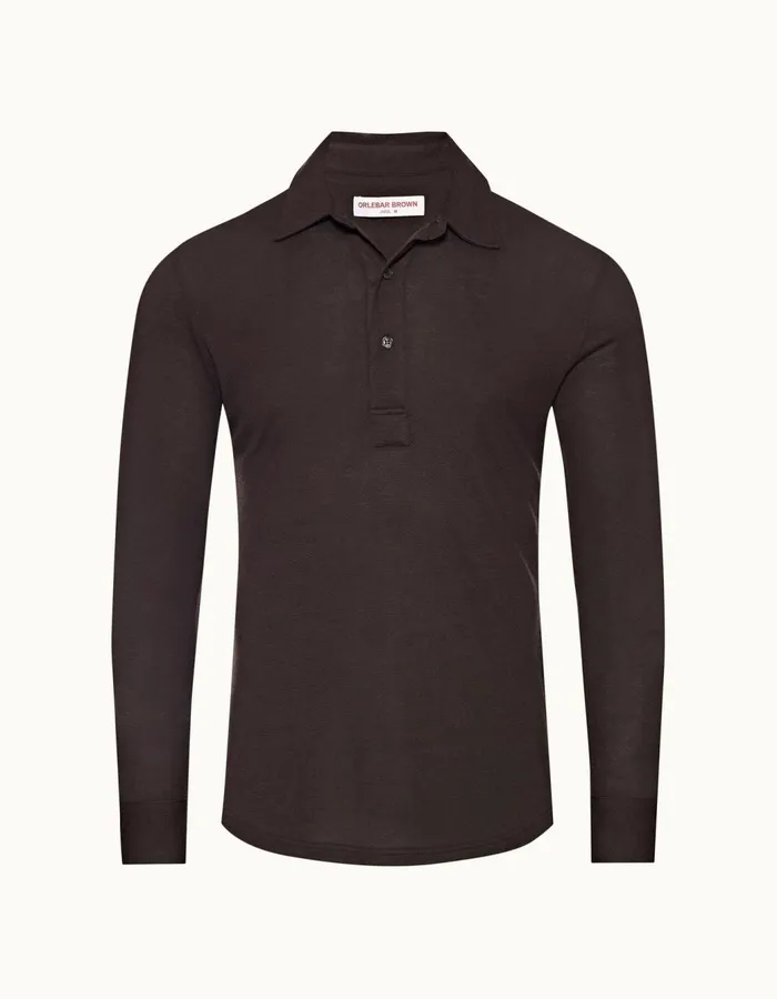 Men Orlebar Brown Polo Shirts Sebastian Cashmere Truffle