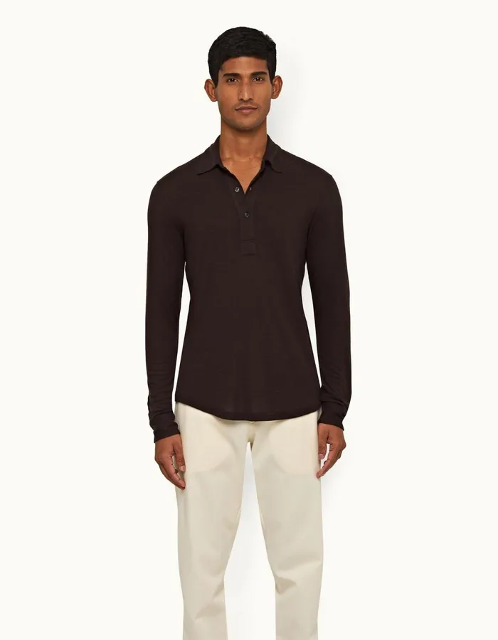 Men Orlebar Brown Polo Shirts Sebastian Cashmere Truffle