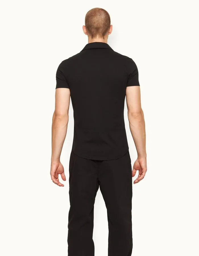 Men Orlebar Brown Polo Shirts Sebastian Cotton Silk Black