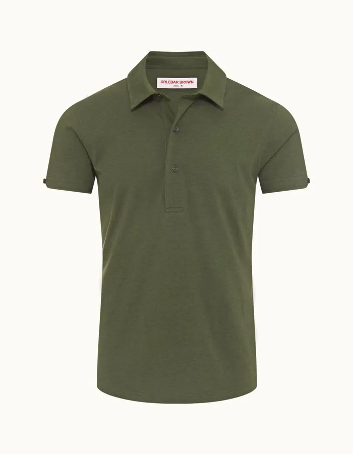 Men Orlebar Brown Polo Shirts Sebastian Cotton Silk Thyme