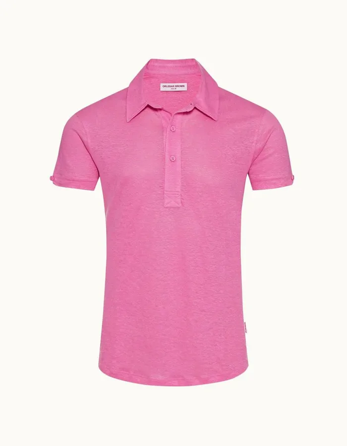 Men Orlebar Brown Polo Shirts Sebastian Linen Candy
