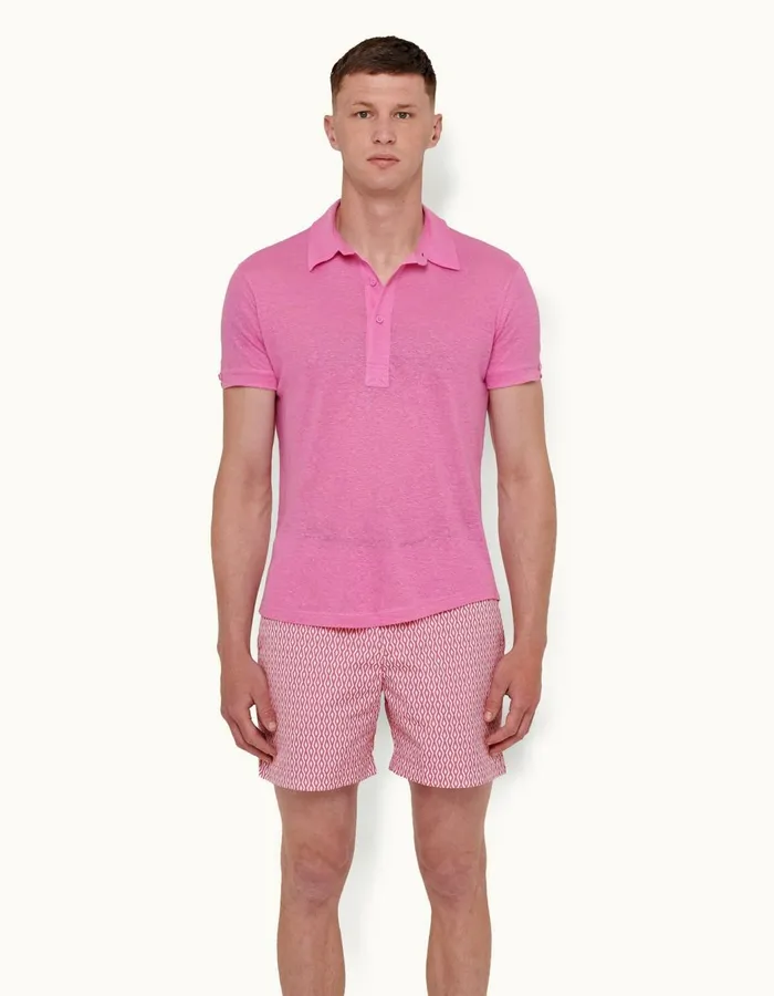 Men Orlebar Brown Polo Shirts Sebastian Linen Candy