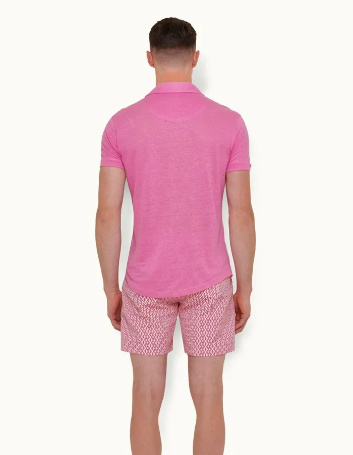 Men Orlebar Brown Polo Shirts Sebastian Linen Candy
