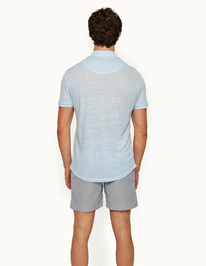 Men Orlebar Brown Polo Shirts Sebastian Linen Island Sky