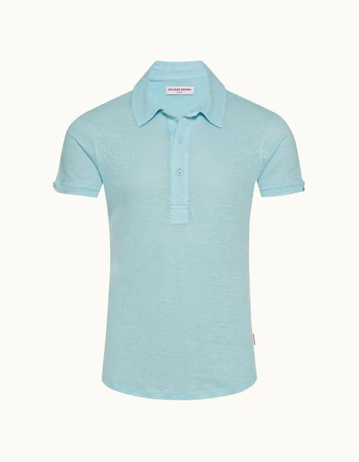 Men Orlebar Brown Polo Shirts Sebastian Linen Pool