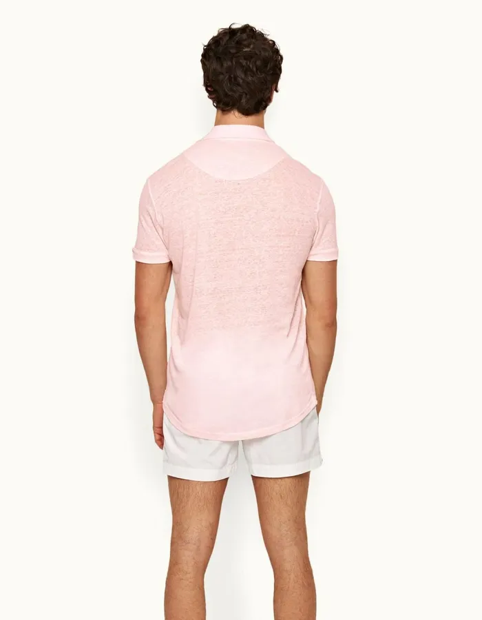 Men Orlebar Brown Polo Shirts Sebastian Linen Rose