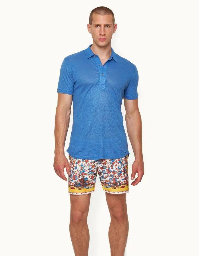 Men Orlebar Brown Polo Shirts Sebastian Linen Tidal