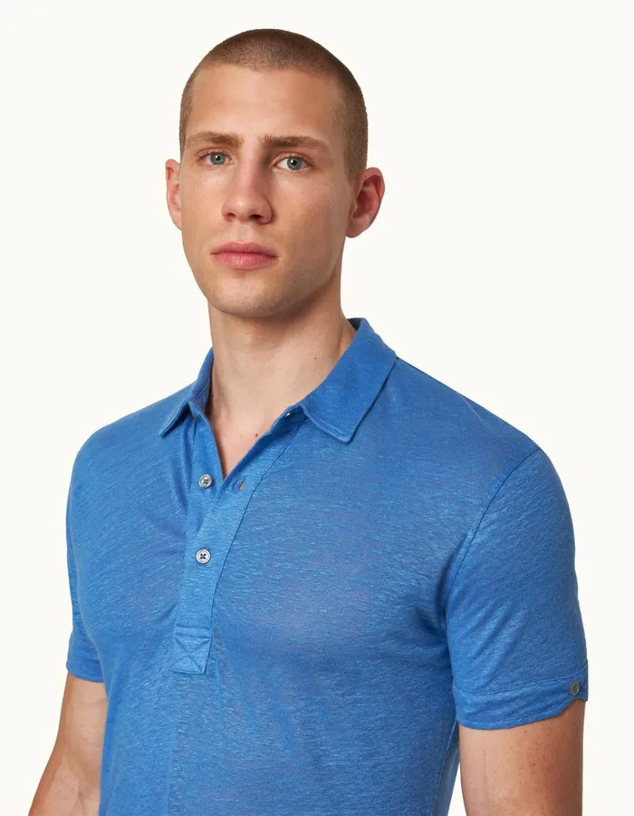 Men Orlebar Brown Polo Shirts Sebastian Linen Tidal