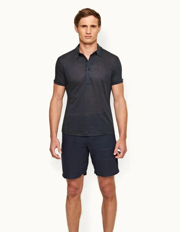 Men Orlebar Brown Polo Shirts Sebastian Linen Truffle