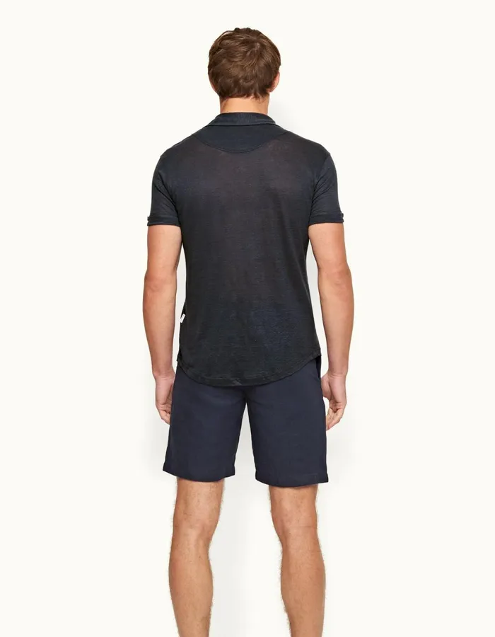 Men Orlebar Brown Polo Shirts Sebastian Linen Truffle