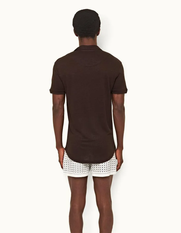 Men Orlebar Brown Polo Shirts Sebastian Linen Truffle