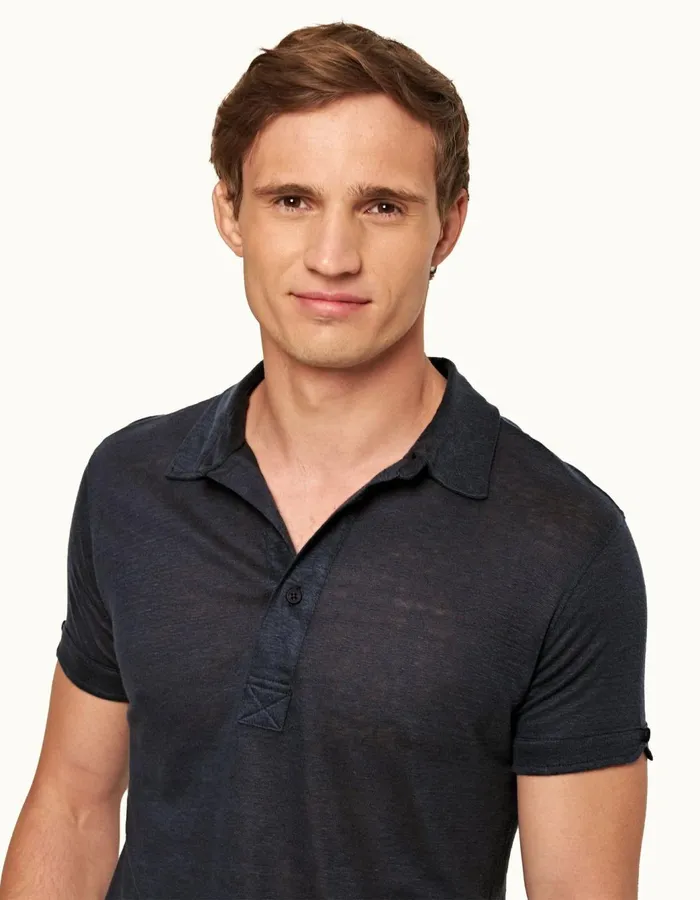 Men Orlebar Brown Polo Shirts Sebastian Linen Truffle