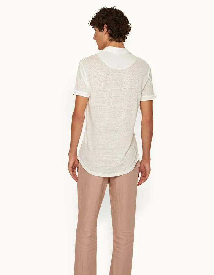 Men Orlebar Brown Polo Shirts Sebastian Linen Washed Buttercup