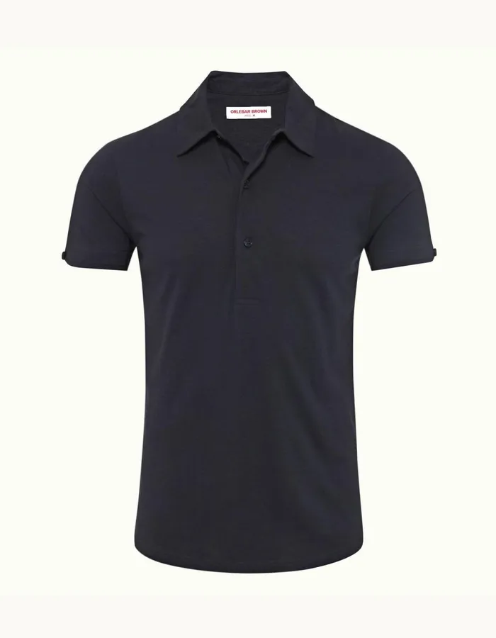 Men Orlebar Brown Polo Shirts Sebastian Silk Night Iris