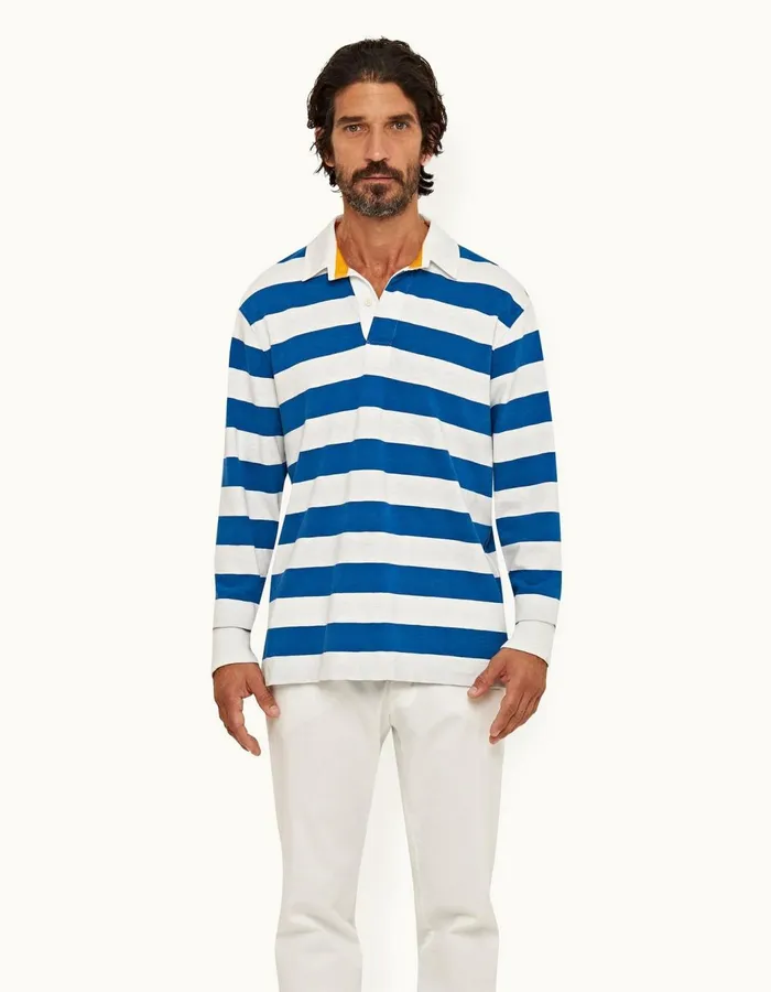Men Orlebar Brown Polo Shirts Tasman Signal Bluematchstick