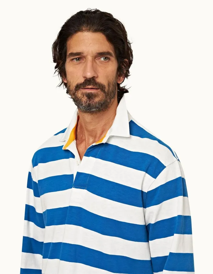 Men Orlebar Brown Polo Shirts Tasman Signal Bluematchstick