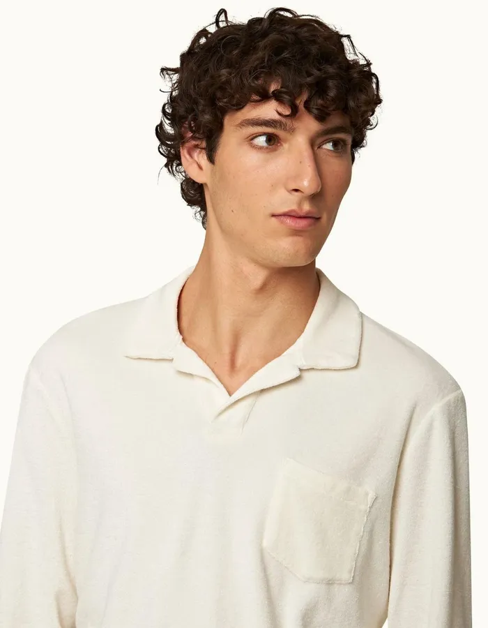 Men Orlebar Brown Polo Shirts Terry Towelling Cashew