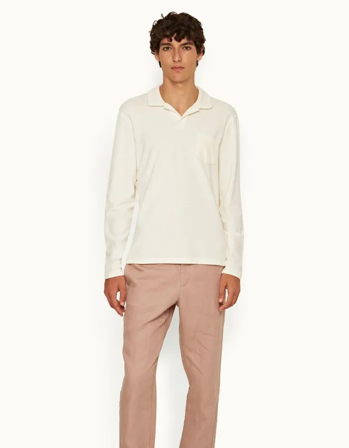 Men Orlebar Brown Polo Shirts Terry Towelling Cashew