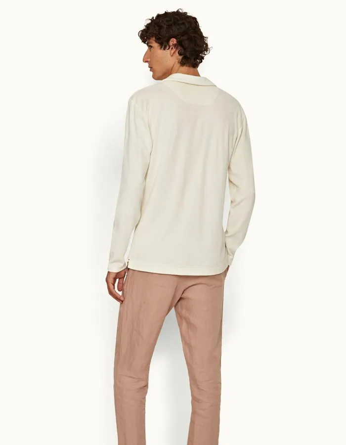 Men Orlebar Brown Polo Shirts Terry Towelling Cashew