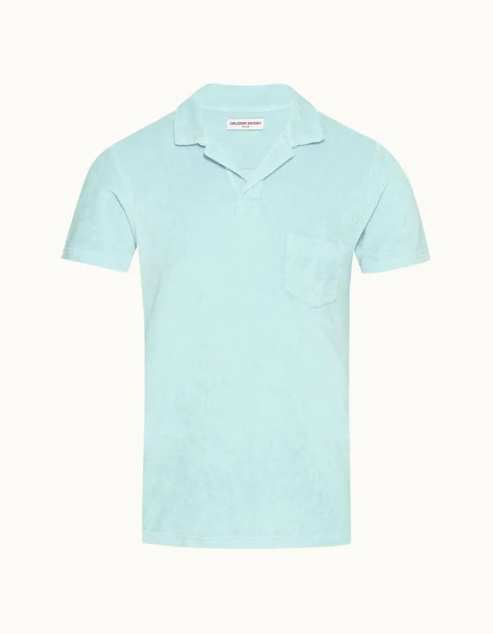 Men Orlebar Brown Polo Shirts Terry Towelling Clear Sky