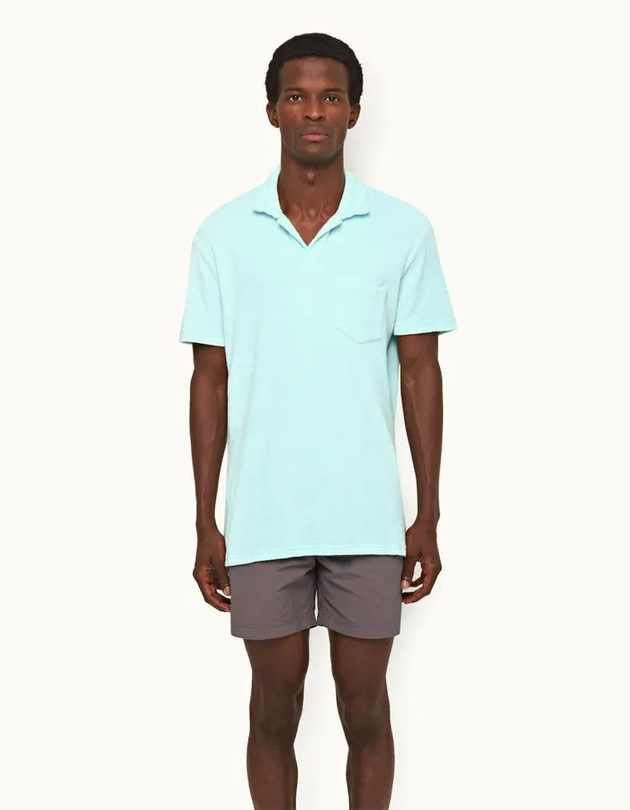 Men Orlebar Brown Polo Shirts Terry Towelling Clear Sky