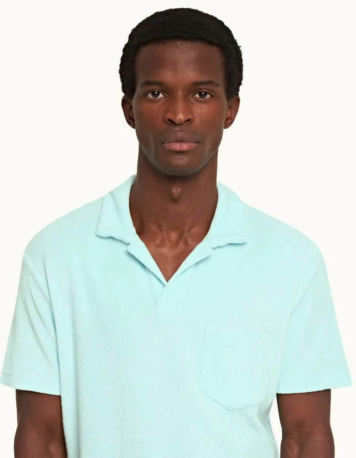 Men Orlebar Brown Polo Shirts Terry Towelling Clear Sky