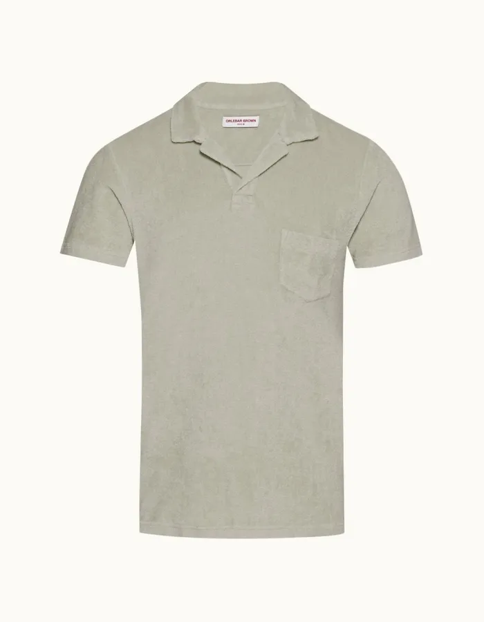 Men Orlebar Brown Polo Shirts Terry Towelling Cliff Grey