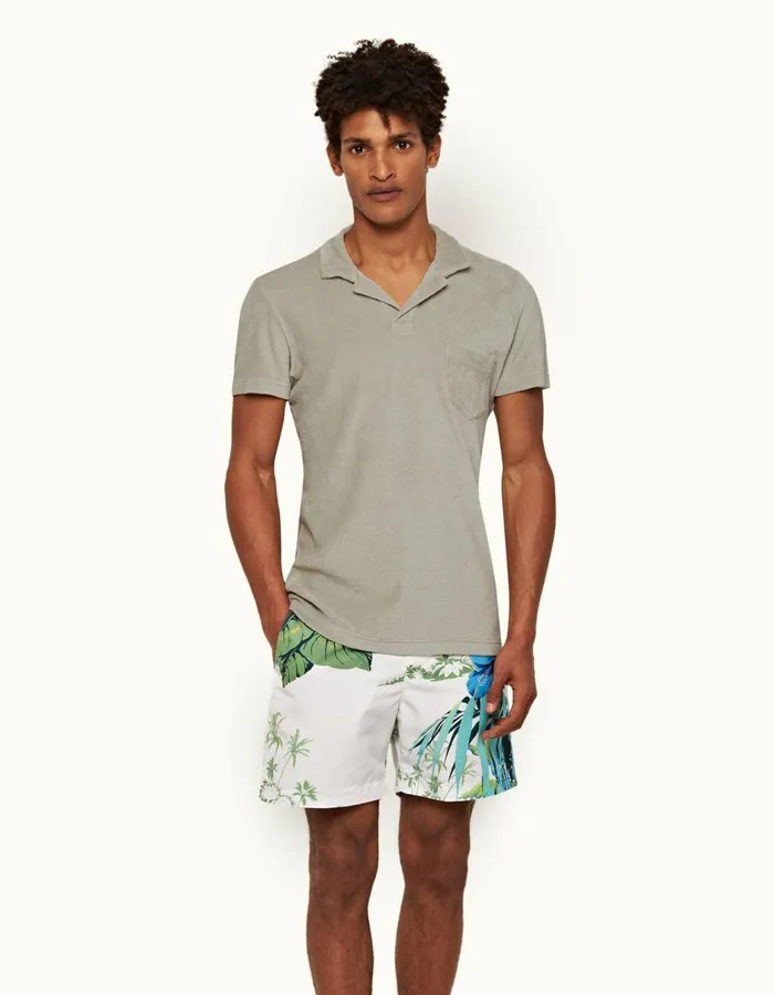 Men Orlebar Brown Polo Shirts Terry Towelling Cliff Grey
