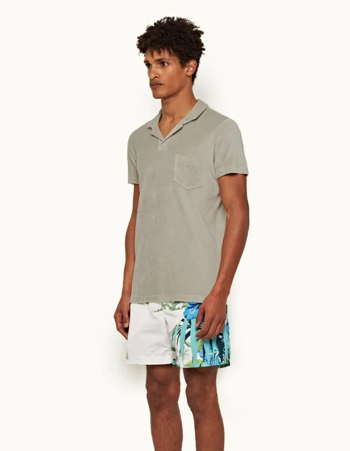 Men Orlebar Brown Polo Shirts Terry Towelling Cliff Grey