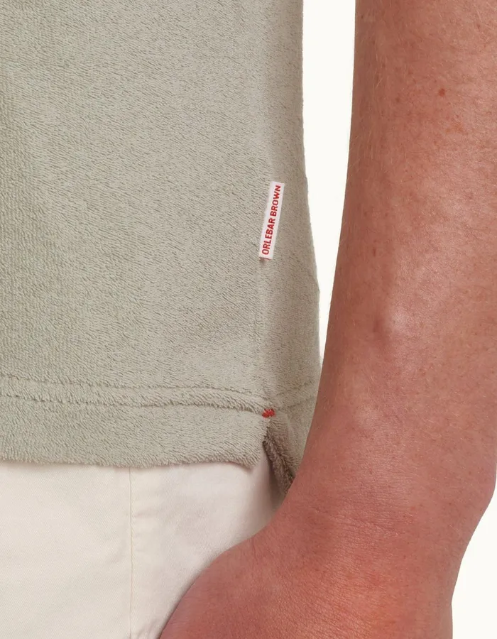 Men Orlebar Brown Polo Shirts Terry Towelling Cliff Grey