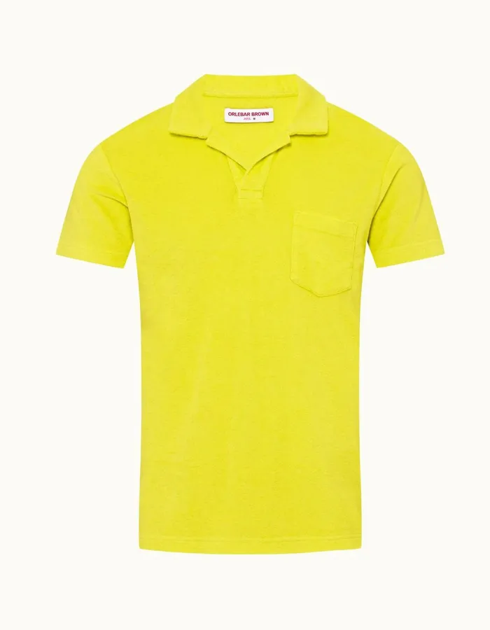 Men Orlebar Brown Polo Shirts Terry Towelling Fluro