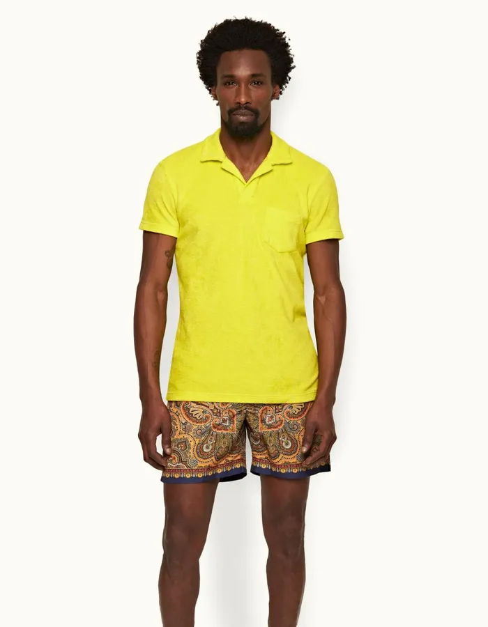 Men Orlebar Brown Polo Shirts Terry Towelling Fluro