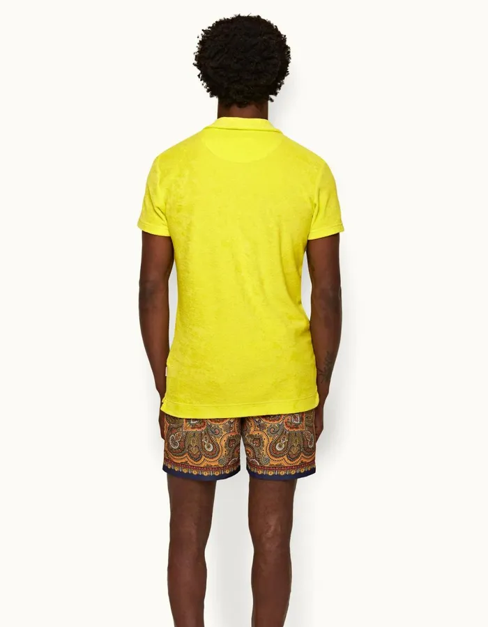 Men Orlebar Brown Polo Shirts Terry Towelling Fluro