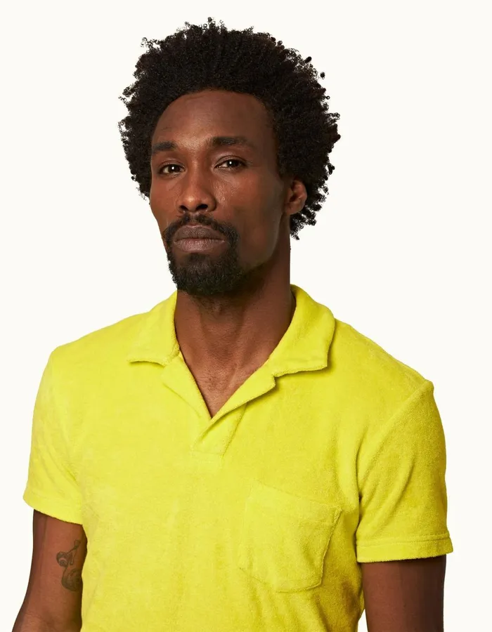 Men Orlebar Brown Polo Shirts Terry Towelling Fluro