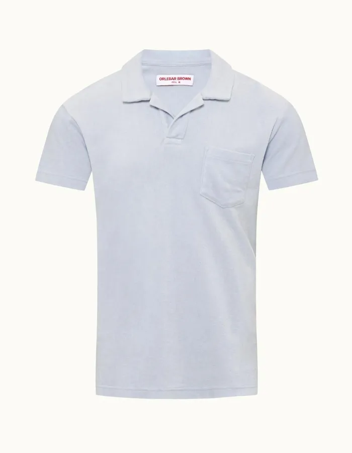 Men Orlebar Brown Polo Shirts Terry Towelling Light Island Sky