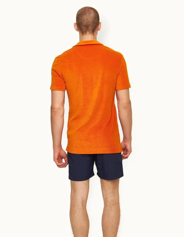 Men Orlebar Brown Polo Shirts Terry Towelling Tiger Lily
