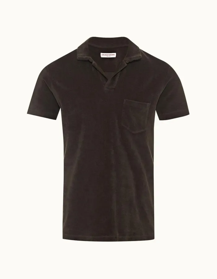 Men Orlebar Brown Polo Shirts Terry Towelling Truffle