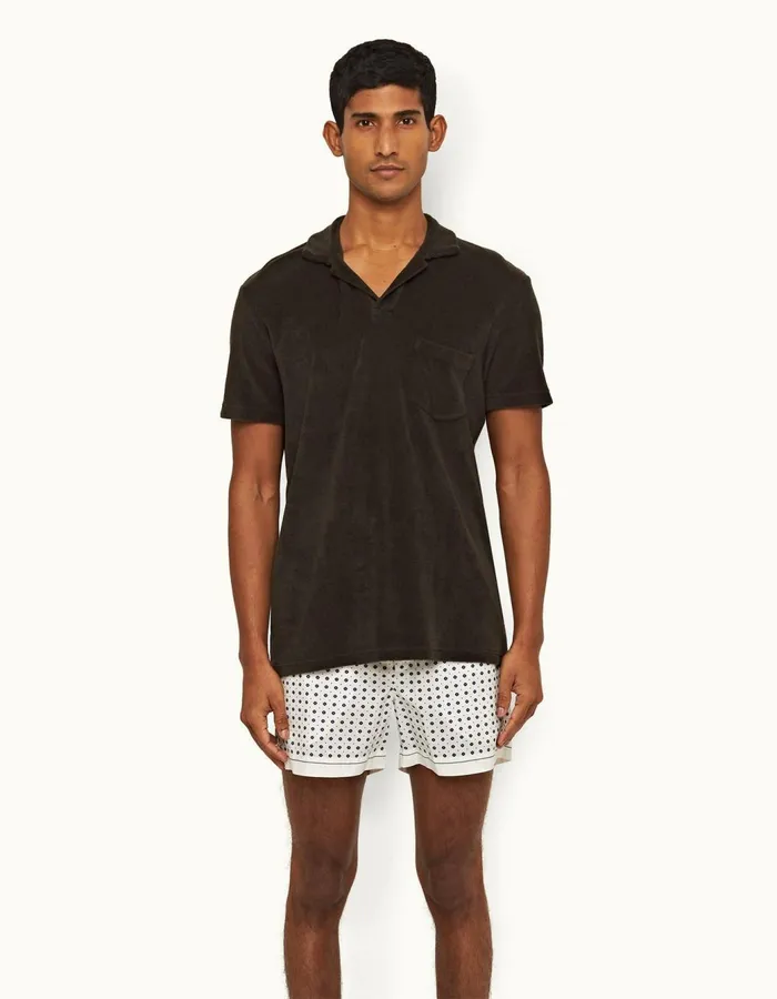 Men Orlebar Brown Polo Shirts Terry Towelling Truffle
