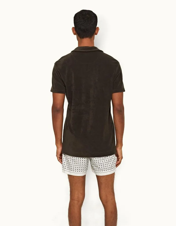 Men Orlebar Brown Polo Shirts Terry Towelling Truffle
